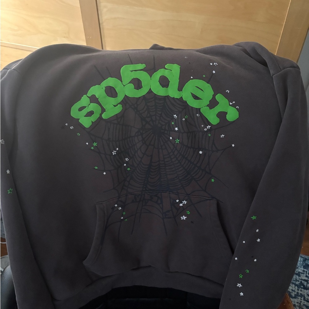 Sp5der Wait Web Hoodie ‘Slate Grey’ Mens